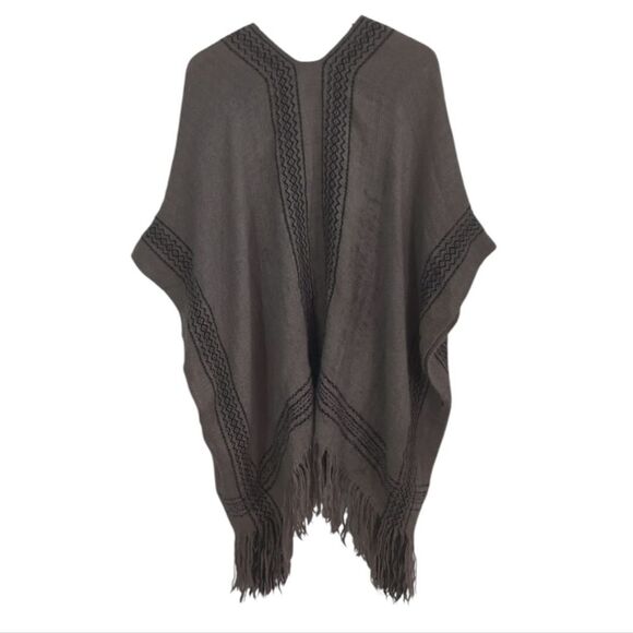 Ulla Johnson Handmade Alpaca Gray Tan and Black Poncho OS - Picture 3 of 10